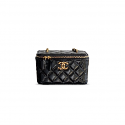 CHANEL VANITY CASE WAXY LEATHER (17*9.5*8cm) CHANEL VANITY CASE WAXY LEATHER (17*9.5*8cm)